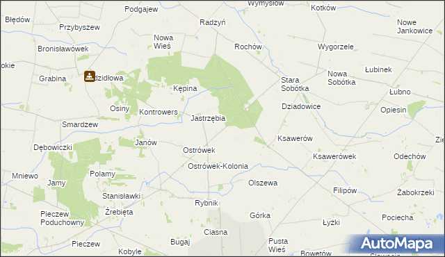 mapa Srebrna gmina Grabów, Srebrna gmina Grabów na mapie Targeo