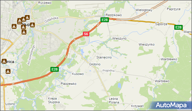 mapa Stanięcino, Stanięcino na mapie Targeo