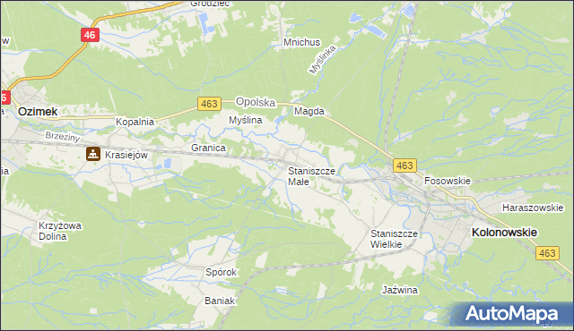 mapa Staniszcze Małe, Staniszcze Małe na mapie Targeo