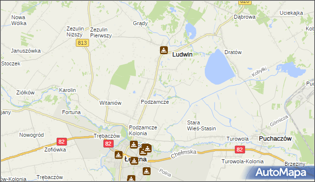 mapa Stara Wieś-Kolonia gmina Łęczna, Stara Wieś-Kolonia gmina Łęczna na mapie Targeo