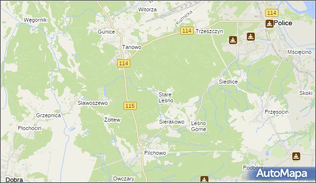 mapa Stare Leśno, Stare Leśno na mapie Targeo