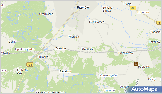 mapa Staropole gmina Przyrów, Staropole gmina Przyrów na mapie Targeo