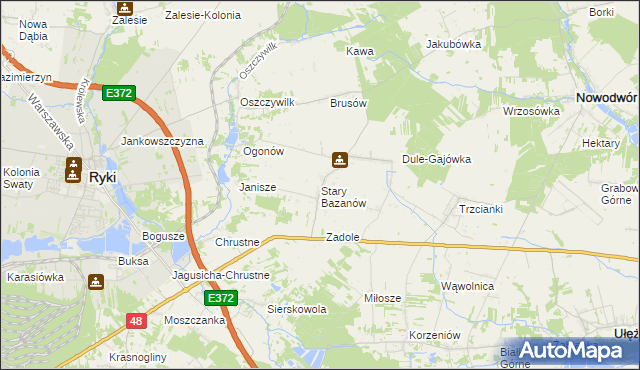 mapa Stary Bazanów, Stary Bazanów na mapie Targeo