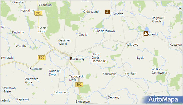 mapa Stary Dwór Barciański, Stary Dwór Barciański na mapie Targeo