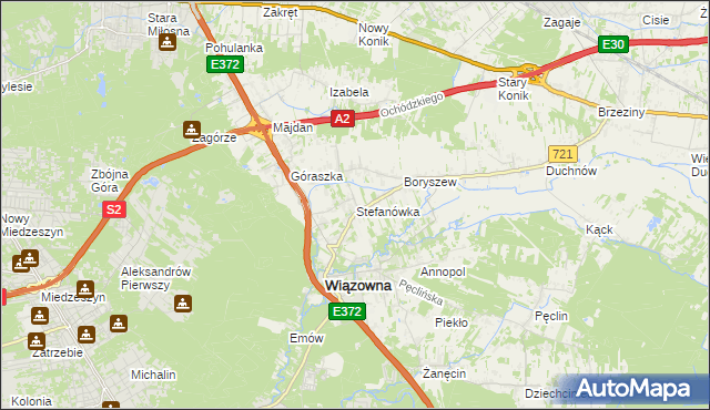 mapa Stefanówka gmina Wiązowna, Stefanówka gmina Wiązowna na mapie Targeo