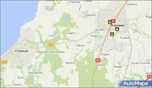 mapa Stępień, Stępień na mapie Targeo