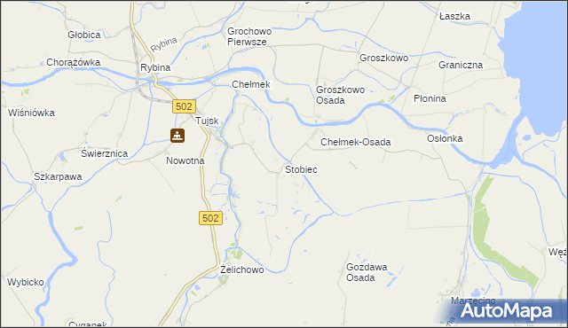 mapa Stobiec gmina Stegna, Stobiec gmina Stegna na mapie Targeo