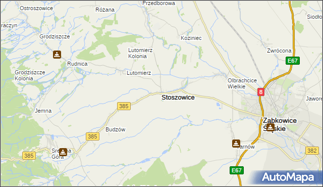 mapa Stoszowice, Stoszowice na mapie Targeo