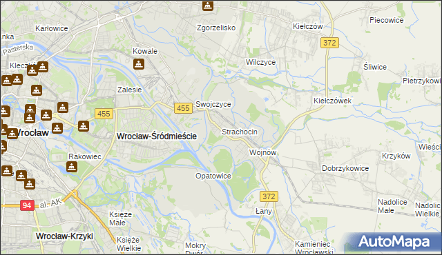 mapa Strachocin gmina Wrocław, Strachocin gmina Wrocław na mapie Targeo