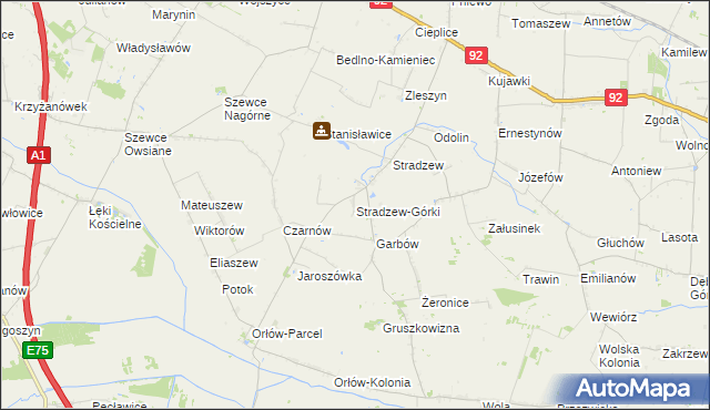 mapa Stradzew-Górki, Stradzew-Górki na mapie Targeo