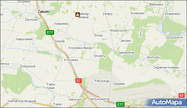 mapa Strubiny gmina Zakroczym, Strubiny gmina Zakroczym na mapie Targeo