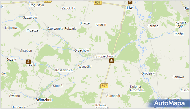 mapa Strupiechów, Strupiechów na mapie Targeo