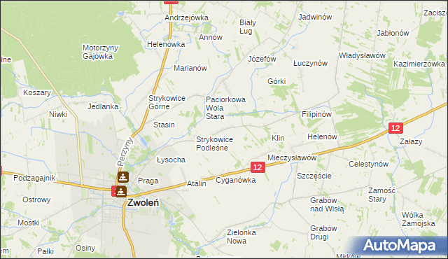 mapa Strykowice Błotne, Strykowice Błotne na mapie Targeo