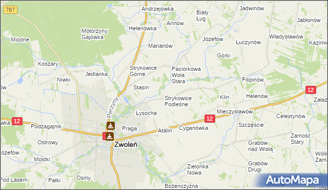 mapa Strykowice Podleśne, Strykowice Podleśne na mapie Targeo