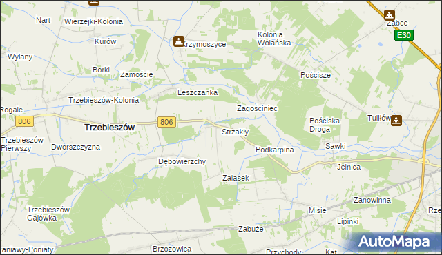 mapa Strzakły, Strzakły na mapie Targeo