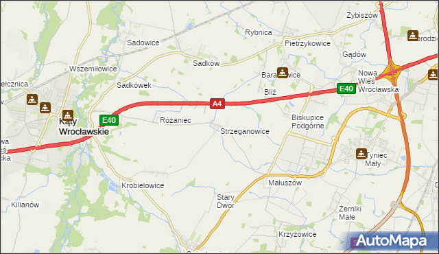 mapa Strzeganowice, Strzeganowice na mapie Targeo