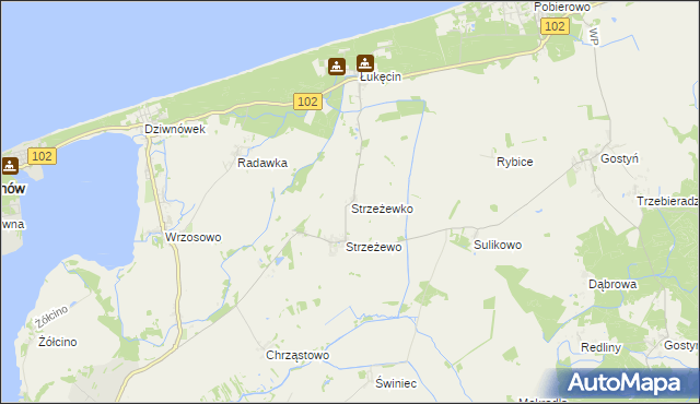 mapa Strzeżewko, Strzeżewko na mapie Targeo