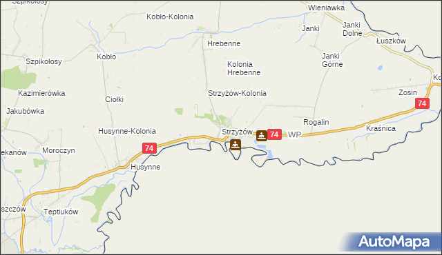 mapa Strzyżów gmina Horodło, Strzyżów gmina Horodło na mapie Targeo