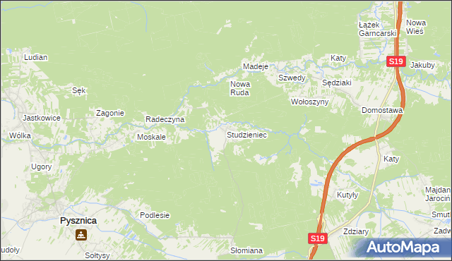 mapa Studzieniec gmina Pysznica, Studzieniec gmina Pysznica na mapie Targeo