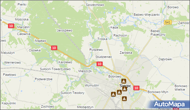 mapa Studzieniec gmina Sierpc, Studzieniec gmina Sierpc na mapie Targeo