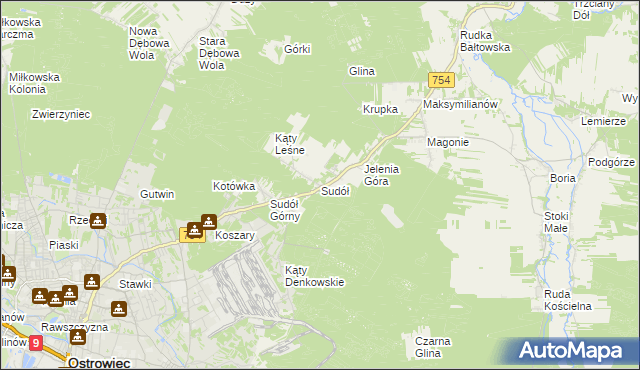 mapa Sudół gmina Bodzechów, Sudół gmina Bodzechów na mapie Targeo