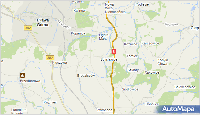 mapa Sulisławice gmina Ząbkowice Śląskie, Sulisławice gmina Ząbkowice Śląskie na mapie Targeo