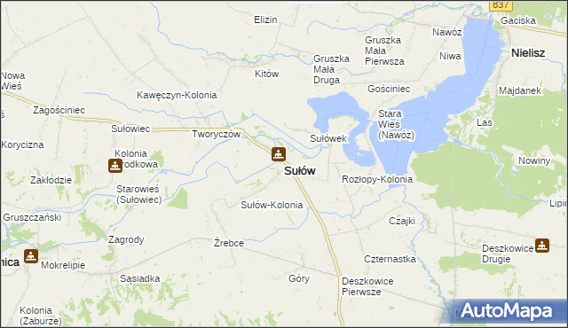 mapa Sułów powiat zamojski, Sułów powiat zamojski na mapie Targeo