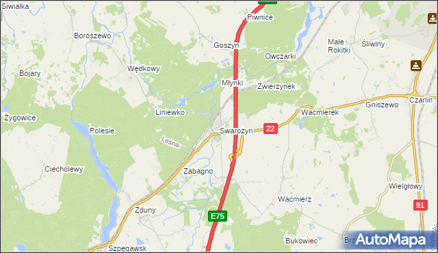 mapa Swarożyn, Swarożyn na mapie Targeo