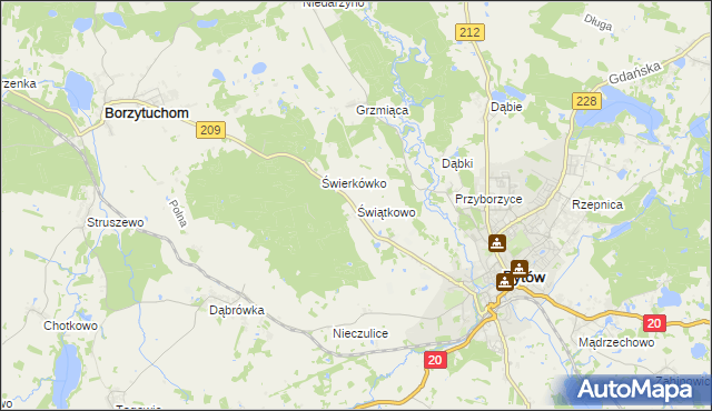 mapa Świątkowo gmina Bytów, Świątkowo gmina Bytów na mapie Targeo