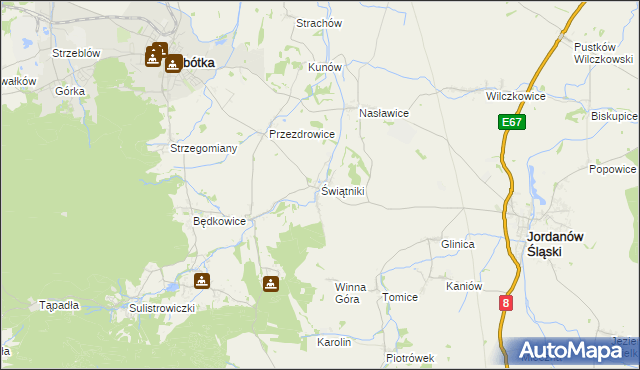 mapa Świątniki gmina Sobótka, Świątniki gmina Sobótka na mapie Targeo