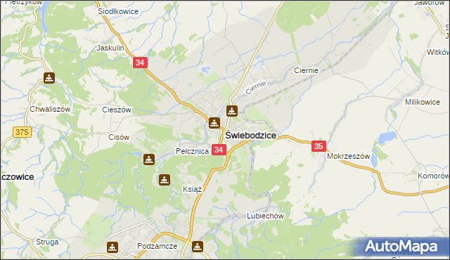 mapa Świebodzice, Świebodzice na mapie Targeo