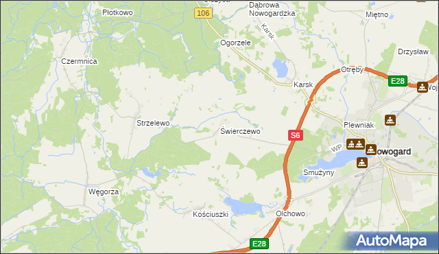 mapa Świerczewo gmina Nowogard, Świerczewo gmina Nowogard na mapie Targeo