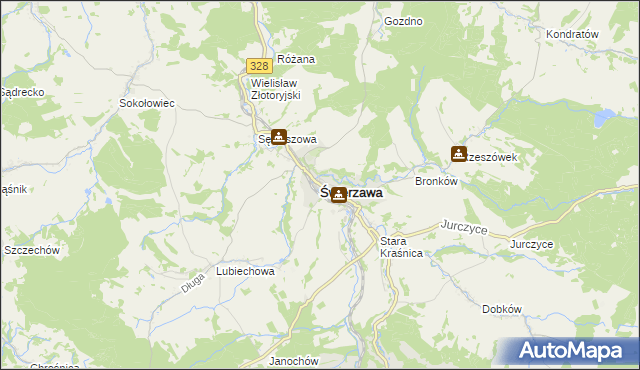 mapa Świerzawa, Świerzawa na mapie Targeo