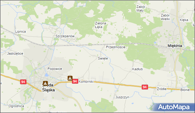 mapa Święte gmina Środa Śląska, Święte gmina Środa Śląska na mapie Targeo