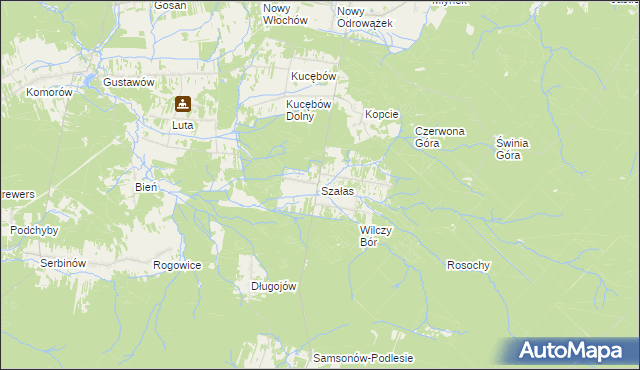 mapa Szałas gmina Zagnańsk, Szałas gmina Zagnańsk na mapie Targeo