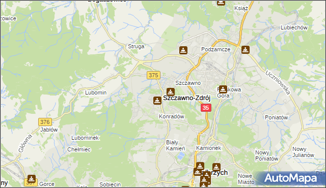 mapa Szczawno-Zdrój, Szczawno-Zdrój na mapie Targeo