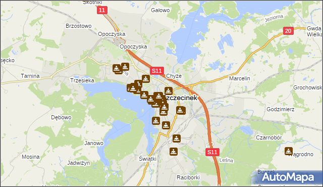 mapa Szczecinek, Szczecinek na mapie Targeo