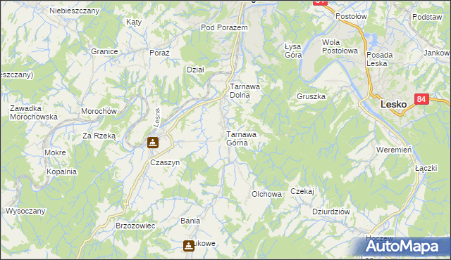 mapa Tarnawa Górna gmina Zagórz, Tarnawa Górna gmina Zagórz na mapie Targeo