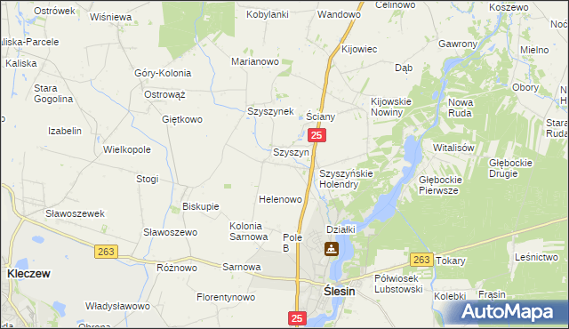 mapa Teodorowo gmina Ślesin, Teodorowo gmina Ślesin na mapie Targeo