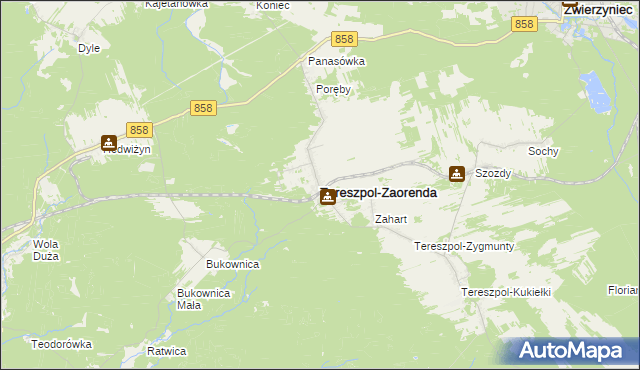 mapa Tereszpol-Zaorenda, Tereszpol-Zaorenda na mapie Targeo