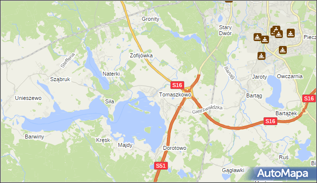 mapa Tomaszkowo, Tomaszkowo na mapie Targeo