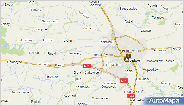 mapa Tomaszów gmina Opatów, Tomaszów gmina Opatów na mapie Targeo