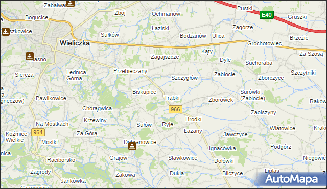 mapa Trąbki gmina Biskupice, Trąbki gmina Biskupice na mapie Targeo