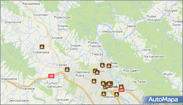 mapa Trepcza, Trepcza na mapie Targeo