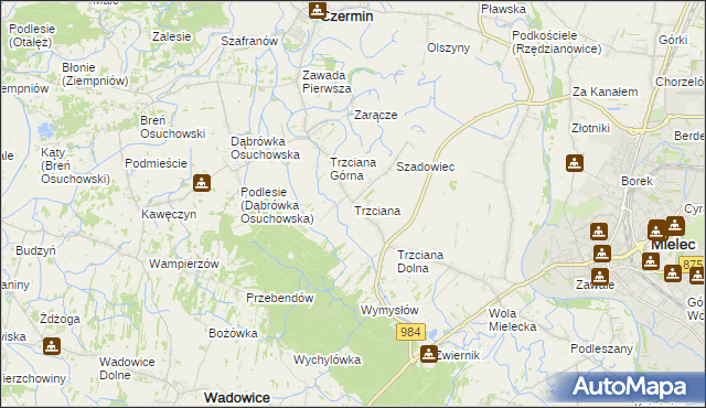 mapa Trzciana gmina Czermin, Trzciana gmina Czermin na mapie Targeo