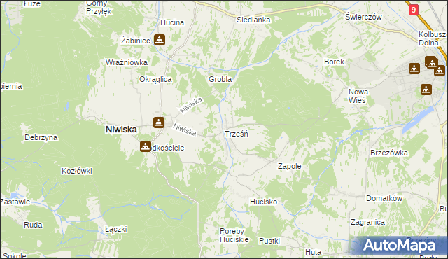 mapa Trześń gmina Niwiska, Trześń gmina Niwiska na mapie Targeo