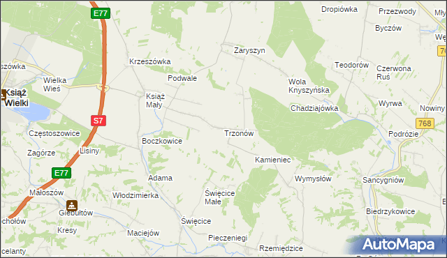 mapa Trzonów, Trzonów na mapie Targeo