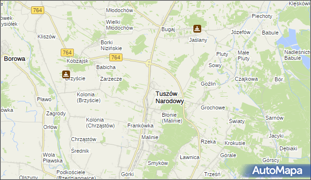 mapa Tuszów Narodowy, Tuszów Narodowy na mapie Targeo