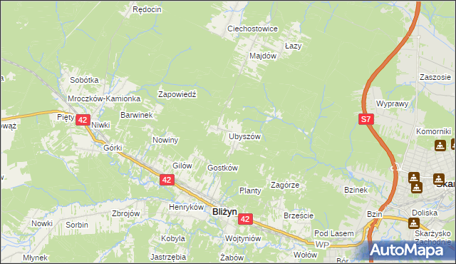 mapa Ubyszów, Ubyszów na mapie Targeo