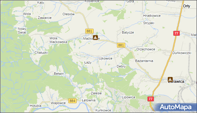 mapa Ujkowice, Ujkowice na mapie Targeo